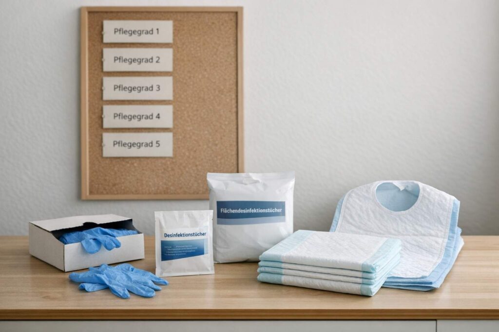Übersicht Pflegehilfsmittel zum Verbrauch nach Pflegegrad 1 bis 5 (Symbolbild)